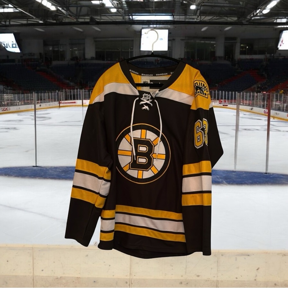 NHL Boston Bruins, #63 Brad Marchand,Black and Yellow Hockey Jersey